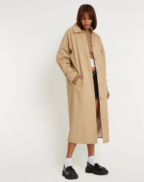 image of Assa Trench Coat in Tan with Stripe Lining