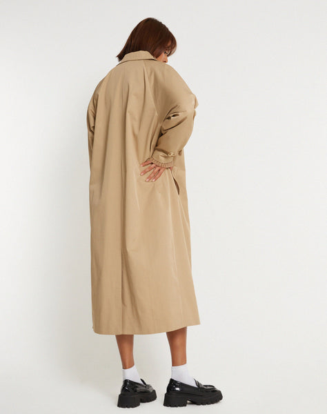 image of Assa Trench Coat in Tan with Stripe Lining