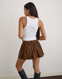 Image of Yonca Frill Mini Skort in Suede Brown