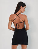Image of Yorozu Tie Back Mini Dress in Black