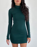 Image of Yrion Turtle Neck Bodycon Mini Dress in Forest Green