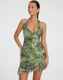 image of Yubila Mini Dress in Mesh Cheetah Green