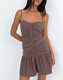 Image of Yuha Buttoned Mini Dress in Deep Taupe