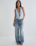 Image of Yukari Plunge Top in Burnout Mesh Blue