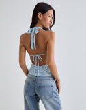 Image of Yukari Plunge Top in Burnout Mesh Blue