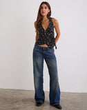Image of Yung Halterneck Wrap Top in Floral Land Black