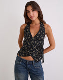 Image of Yung Halterneck Wrap Top in Floral Land Black
