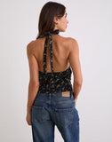 Image of Yung Halterneck Wrap Top in Floral Land Black