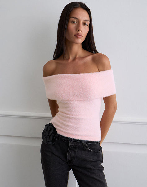 Image of Yurian Off The Shoulder Top in Soft Pink