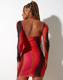 Image of Yuvila Mini Dress in Solarized Orange and Pink