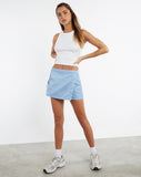 image of MOTEL X JACQUIE Zephyr Mini Skirt in Cotton Drill Blue