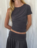 Image of Zera Asymmetric Ruched Top in Grey