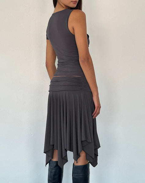 Image of Zera Asymmetric Ruched Top in Grey