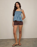 Image of Zerah Top in Poplin Formal Stripe Navy