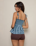 Image of Zerah Top in Poplin Formal Stripe Navy