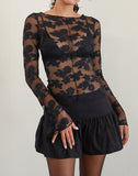 Image of Zerlin Unlined Long Sleeve Top in Lace Black