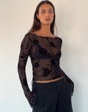 Image of Zerlin Unlined Long Sleeve Top in Rose Flock Black