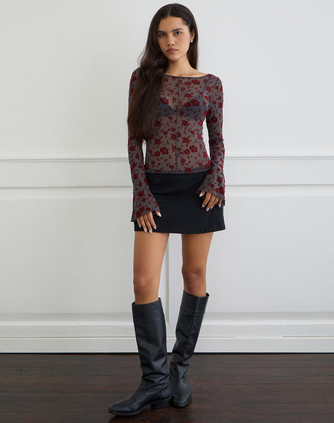 Image of Zerlin Top in Garden Floral Blue Grey