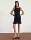 Image of Zerrin Mini Dress in Textured Lace Black