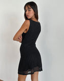 Image of Zerrin Mini Dress in Textured Lace Black