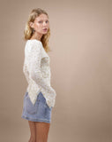 image of Zest Mesh Long Sleeve Top in Beige with Light Tan Flock