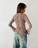 Image of Zest Mesh Long Sleeve Top in Botanist Flock Dark Taupe