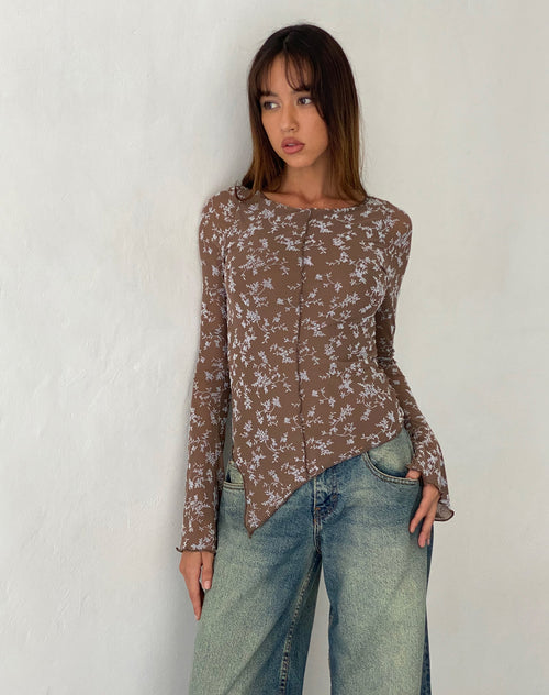 Image of Zest Mesh Long Sleeve Top in Botanist Flock Dark Taupe