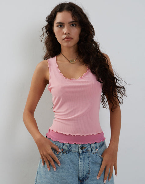 Image of Zeta Vest Top in Pink with Dark Pink Lining