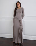 Image of Zeya Maxi Dress in Cupro Taupe Grey