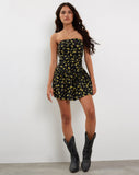 Image of Zhao Bandeau Mini Dress in Buttercup Black and Yellow