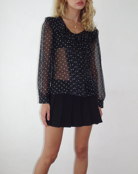 Image of Zinnia Blouse in Polka Black Chiffon