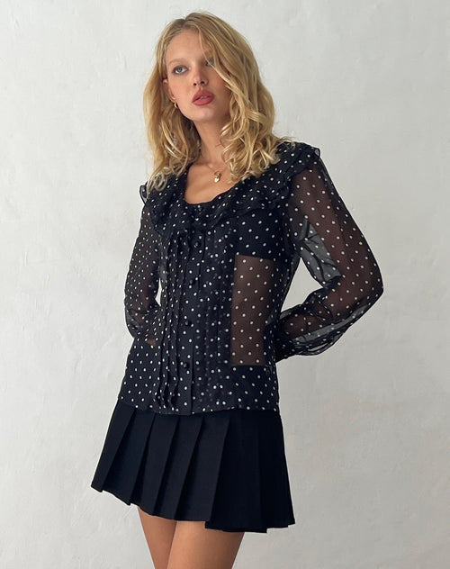 Image of Zinnia Blouse in Polka Black Chiffon