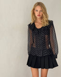 Image of Zinnia Blouse in Polka Black Chiffon