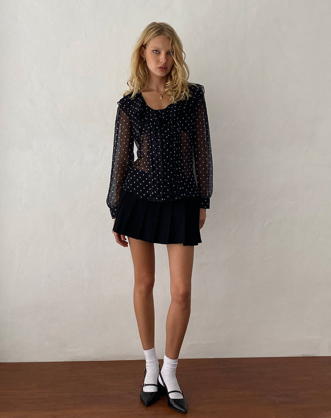 Image of Zinnia Blouse in Polka Black Chiffon