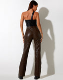 Image of Zolo Trouser in PU Patchwork Choco Brown