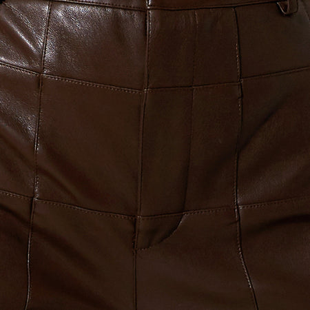 Zolo Trouser in PU Patchwork Choco Brown