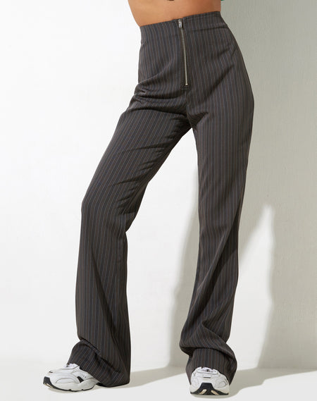 MOTEL X OLIVIA NEILL Zocha Flare Trouser in Irregular Stripe Black