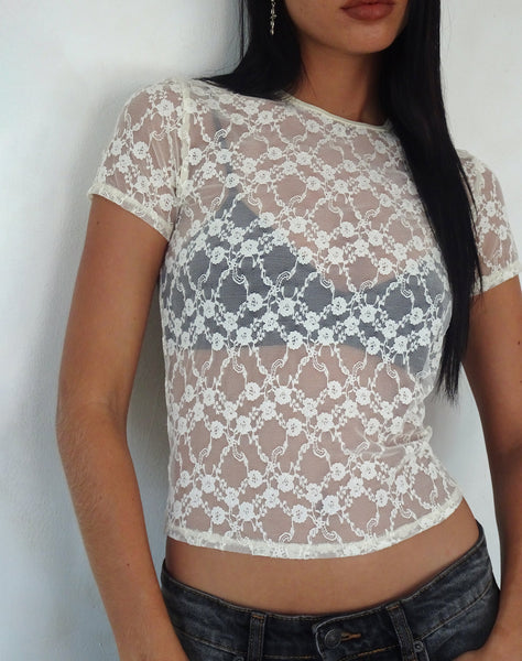 Image of Zorani Lace Baby Tee in Ivory