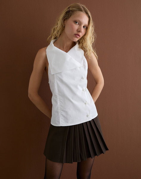Image of Zosia Asymmetric Button Blouse in White