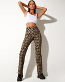 Image of Zoven Flare Trouser in Patchwork Daisy Brown