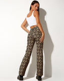 Image of Zoven Flare Trouser in Patchwork Daisy Brown