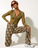 Image of Zoven Flare Trouser in Retro Spot Brown