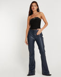 Image of Zyanna Flare Trousers in PU Dark Navy