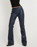 Image of Zyanna Flare Trousers in PU Dark Navy