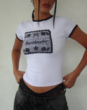 Image of Zyzy Baby Tee in White with Heartbreaker Print