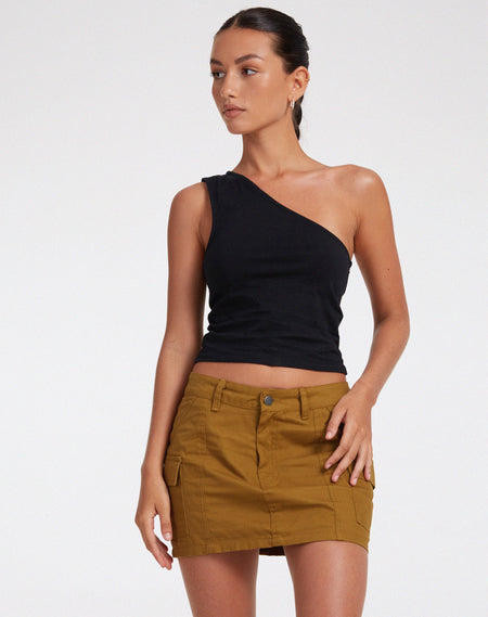 Ajeng Low Rise Cargo Mini Skirt in Panama Dark Grey