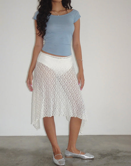 Latika Skirt in Grunge Floral Flock Cream