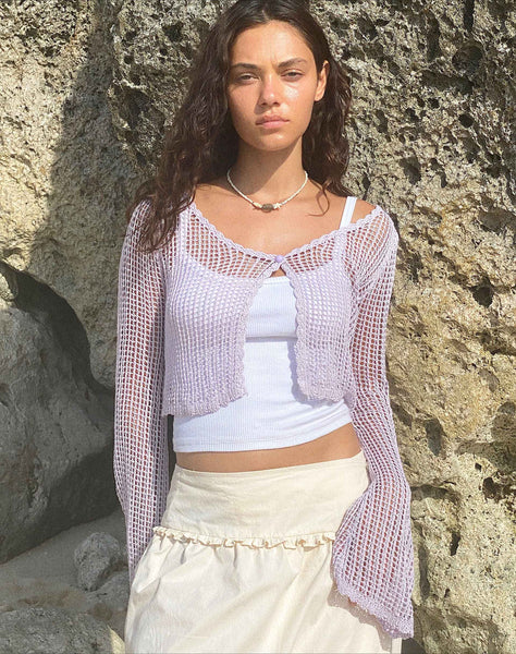 Image of Septa Cropped Knit Cardigan in Lilac