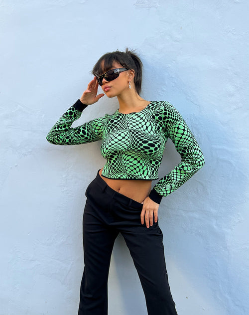 image of Youta Crop Top in Geo Polka Arcadian Green