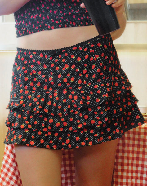 Image of Camigi Mini Skirt in Strawberry Polka Black